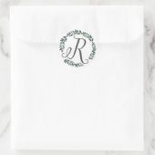 Letter R Monogram Minimalistische Bloemenkrans Ronde Sticker (Tas)