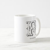 Letter R Monogram Moderne naam Koffiemok (Voorkant rechts)