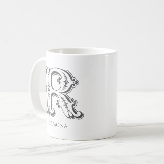 Letter R Monogram Moderne naam Koffiemok (Voorkant links)