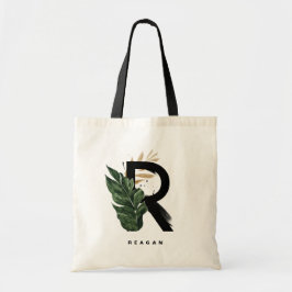 Letter R Monogram Palm Bladeren Tropische Bruidsme Tote Bag