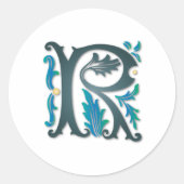 Letter R Monogram Ronde Sticker (Voorkant)