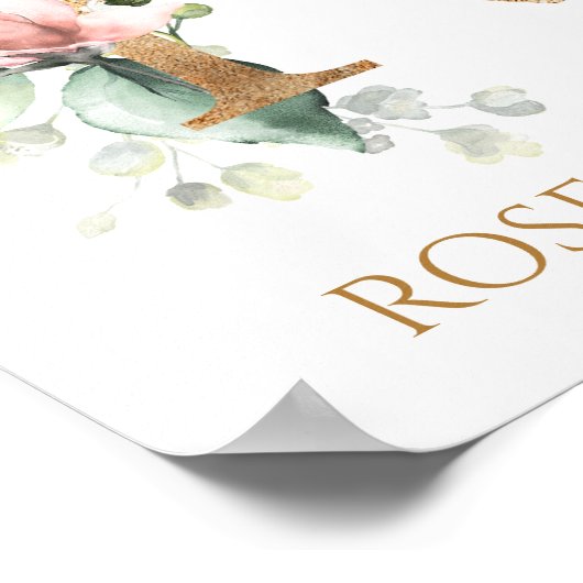 Letter R Monogram Roze Peach roos Nursery Poster (Hoek)