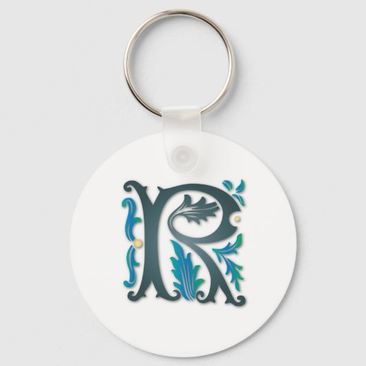 Letter R Monogram Sleutelhanger (Voorkant)