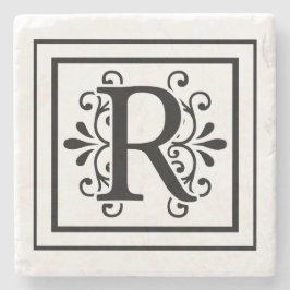 Letter R Monogram Stone Onderzetters