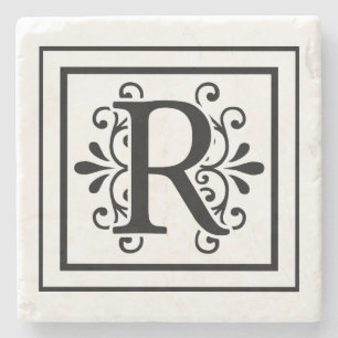 Letter R Monogram Stone Onderzetters