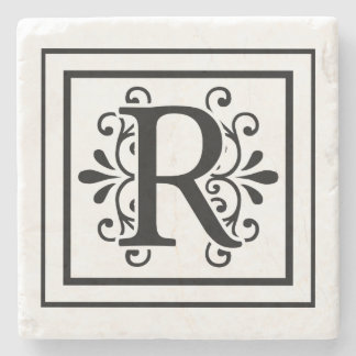 Letter R Monogram Stone Onderzetters