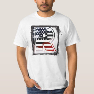 Letter R Monogram USA vlag T-shirt