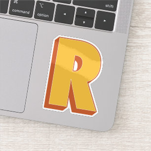 Letter R Monogram, Vet 3D Type Lettertype Initiaal Sticker