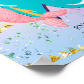 Letter R Monogram Waterverf Cute Mermaid Nursery Poster (Hoek)
