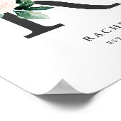 Letter R Monogram Waterverf Perzikflessen urserij Poster (Hoek)