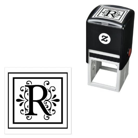 Letter R Monogram Zelfinktende Stempel (In situ)