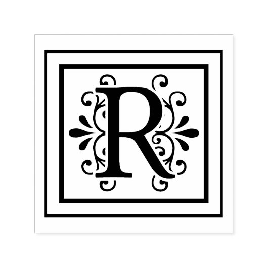 Letter R Monogram Zelfinktende Stempel (Design)