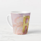 Letter R Mooie Meisjesachtige RozeGoud Glitter Roz Latte Mok (Linkerhoek)