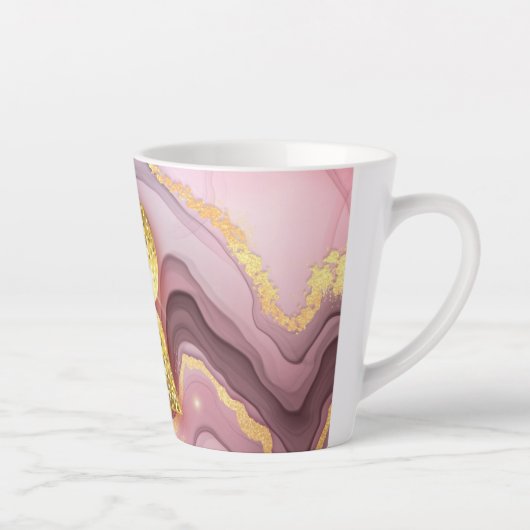 Letter R Mooie Meisjesachtige RozeGoud Glitter Roz Latte Mok (Rechts)