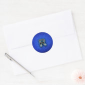 Letter R - neon blauwe editie Ronde Sticker (Envelop)