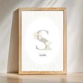 Letter R Nursery Wall Art - Custom Baby Name Print