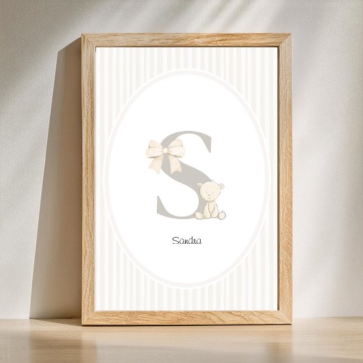 Letter R Nursery Wall Art - Custom Baby Name Print
