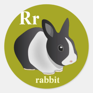 Letter R-rabbit-stickers Ronde Sticker