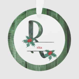 *~* Letter R Robuuste kerstfoto AP44 Ornament