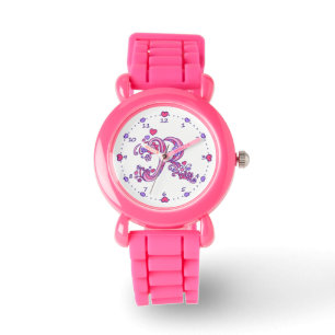 Letter R roze monogram gepersonaliseerde meisjes h Horloge