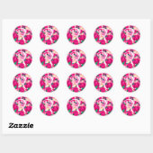 Letter R roze Waterverf bloemcirkel monogram Ronde Sticker (Vel)