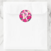 Letter R roze Waterverf bloemcirkel monogram Ronde Sticker (Tas)