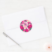 Letter R roze Waterverf bloemcirkel monogram Ronde Sticker (Envelop)