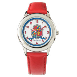 Letter R Rufus custom kuif rood blauw geel leeuw Horloge