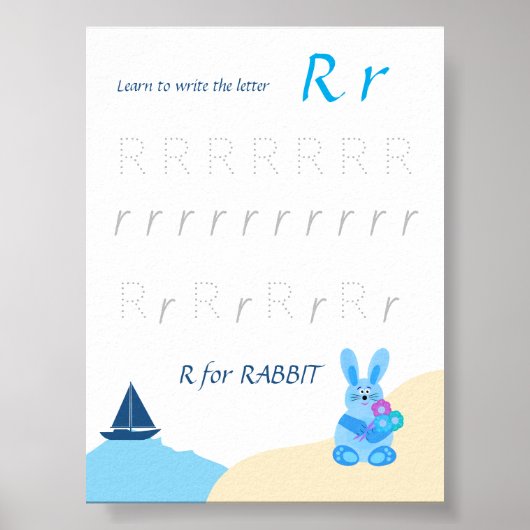 Letter R Schrijfposter voor Kinderen Poster (Voorkant)