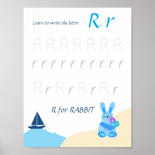 Letter R Schrijfposter voor Kinderen Poster (Voorkant)