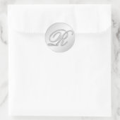 Letter R script initiaal faux zilver monogram guns Ronde Sticker (Tas)