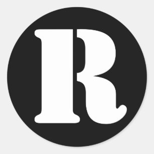 Letter R Stencil Alphabet van Janz Black Ronde Sticker