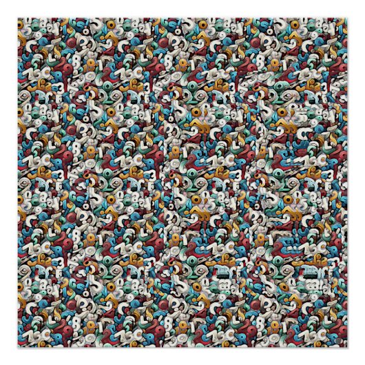 LETTER R STEREOGRAM 20"x20", Halfglans, Geen Frame Perfect Poster (Voorkant)