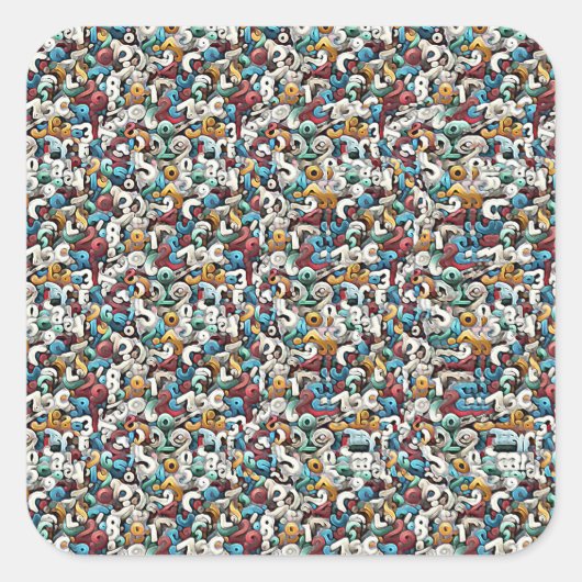 Letter R Stereogram, Set of 6, Large 3x3 Vierkante Sticker (Voorkant)