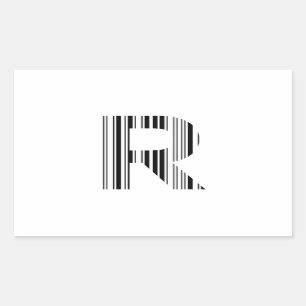 LETTER R STREEPJESCODE Eerste Initiaal Barcodepatr Rechthoekige Sticker