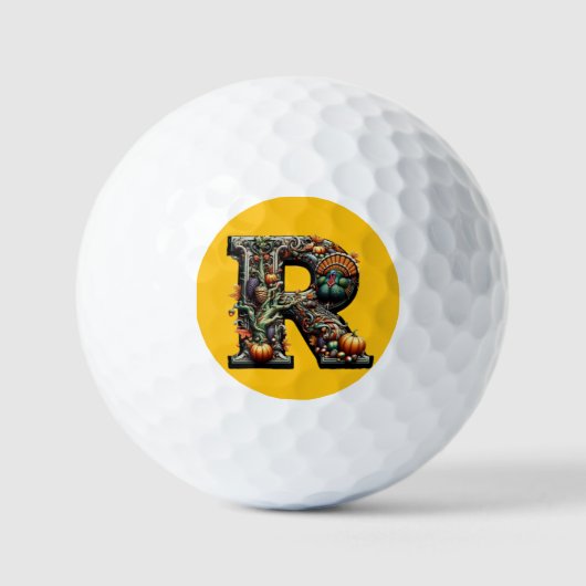 Letter R Thanksgiving style turkey  Golfballen (Voorkant)