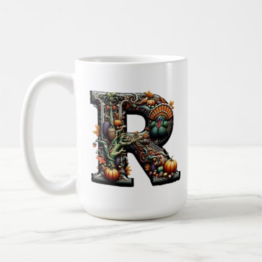 Letter R Thanksgiving style turkey  Koffiemok (Links)