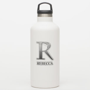 Letter R Two-Tone Silver Grey en Name Sticker