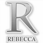 Letter R Two-Tone Silver Grey en Name Sticker (Voorkant)