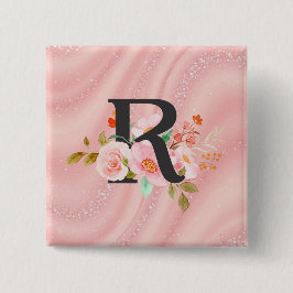 Letter R Vierkante Button 5,1 Cm