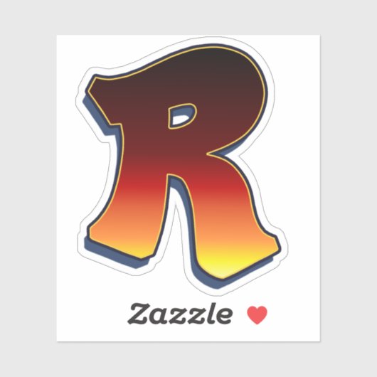 Letter R - vlammen Sticker (Vel)