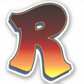 Letter R - vlammen Sticker (Voorkant)