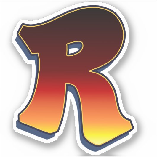 Letter R - vlammen Sticker (Voorkant)