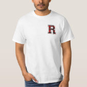 Letter R Voornaam Monogram Initiaal Tartan Afdrukk T-shirt (Voorkant)