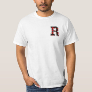 Letter R Voornaam Monogram Initiaal Tartan Afdrukk T-shirt