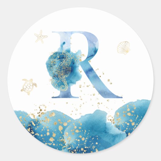 *~* LETTER R - Zee Ocean Beach Envelope Sticker (Voorkant)