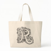 Letter R zen doedle monogram canvas tas