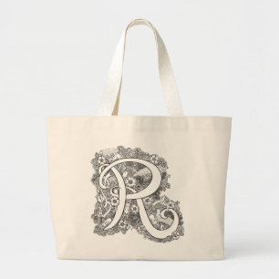 Letter R zen doedle monogram canvas tas