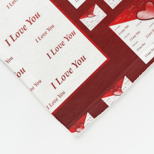 letter, rood, wit, hart, geschenk, liefde, i + lie fleece deken (Hoek)