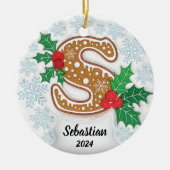 Letter S Aangepaste naam Monogram Kerstmis Keramisch Ornament (Voorkant)